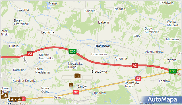 mapa Przedewsie gmina Jakubów, Przedewsie gmina Jakubów na mapie Targeo