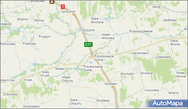 mapa Przyborowice Górne, Przyborowice Górne na mapie Targeo