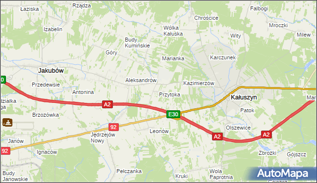 mapa Przytoka gmina Kałuszyn, Przytoka gmina Kałuszyn na mapie Targeo