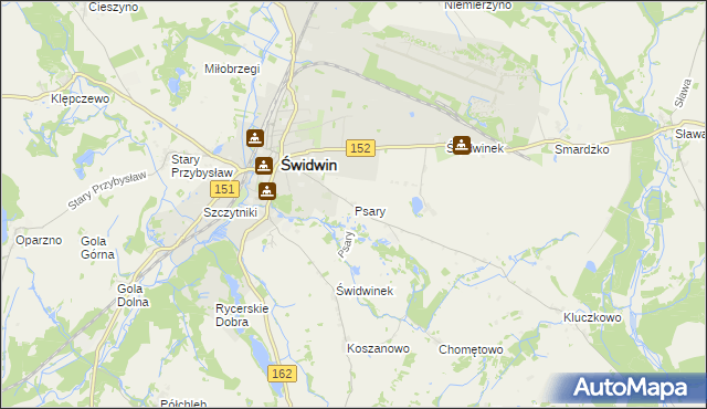 mapa Psary gmina Świdwin, Psary gmina Świdwin na mapie Targeo