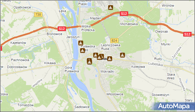 mapa Puław, Puławy na mapie Targeo