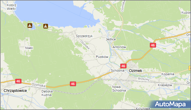 mapa Pustków gmina Ozimek, Pustków gmina Ozimek na mapie Targeo