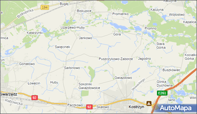 mapa Puszczykowo-Zaborze, Puszczykowo-Zaborze na mapie Targeo