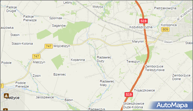 mapa Radawiec Duży, Radawiec Duży na mapie Targeo