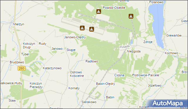 mapa Radłowo Leśne, Radłowo Leśne na mapie Targeo