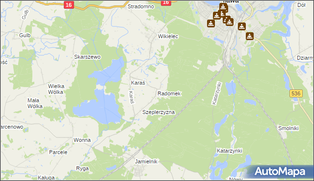 mapa Radomek gmina Iława, Radomek gmina Iława na mapie Targeo