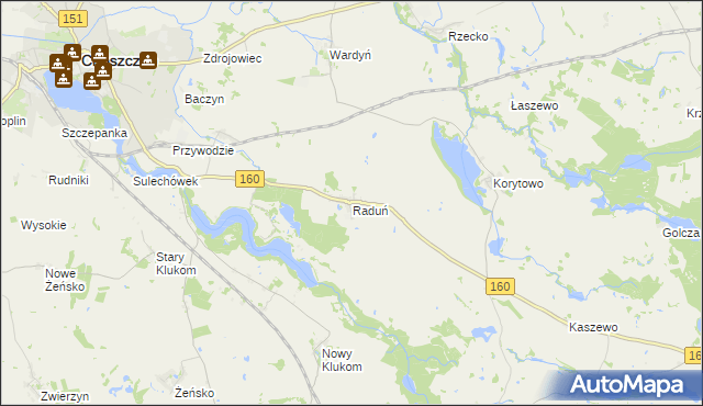 mapa Raduń gmina Choszczno, Raduń gmina Choszczno na mapie Targeo
