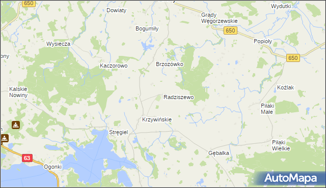 mapa Radziszewo gmina Pozezdrze, Radziszewo gmina Pozezdrze na mapie Targeo