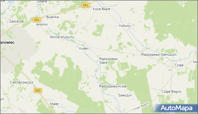 mapa Radziszewo Stare, Radziszewo Stare na mapie Targeo