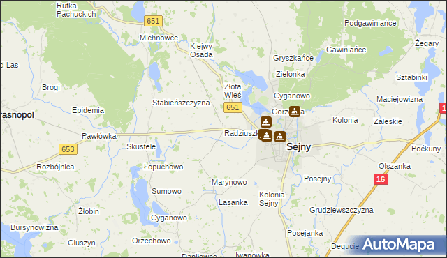 mapa Radziuszki, Radziuszki na mapie Targeo