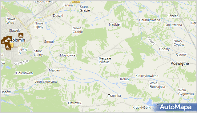 mapa Ręczaje Polskie, Ręczaje Polskie na mapie Targeo