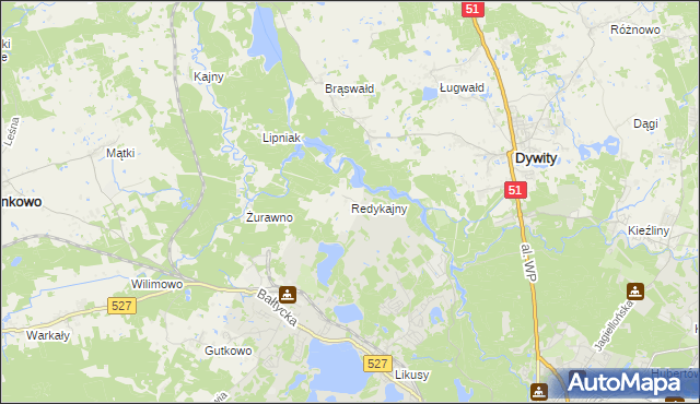 mapa Redykajny, Redykajny na mapie Targeo