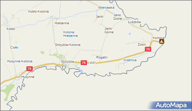 mapa Rogalin gmina Horodło, Rogalin gmina Horodło na mapie Targeo