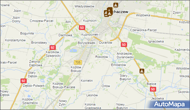 mapa Rokotów, Rokotów na mapie Targeo