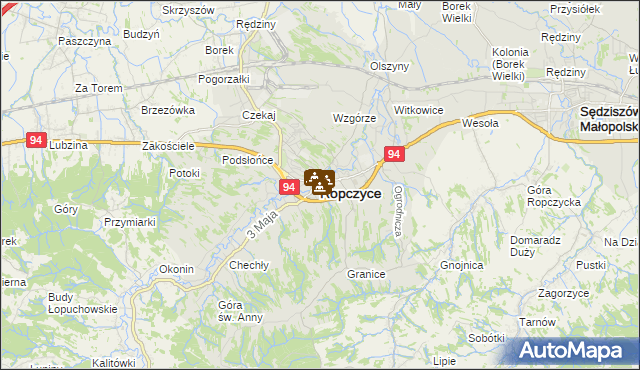 mapa Ropczyce, Ropczyce na mapie Targeo