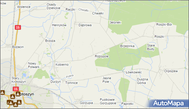 mapa Różopole, Różopole na mapie Targeo