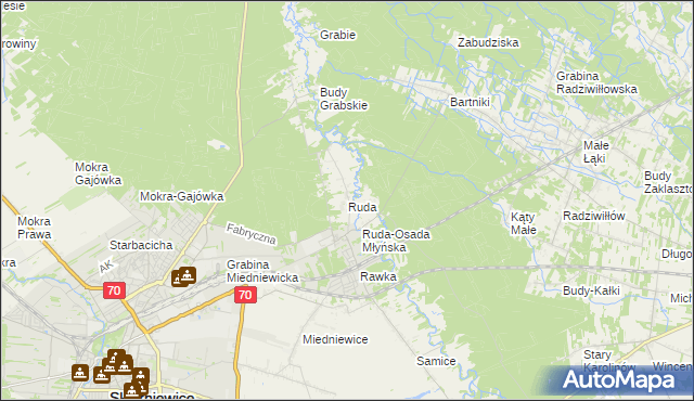 mapa Ruda gmina Skierniewice, Ruda gmina Skierniewice na mapie Targeo