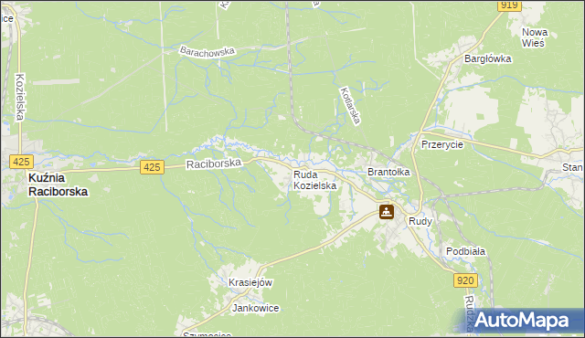 mapa Ruda Kozielska, Ruda Kozielska na mapie Targeo