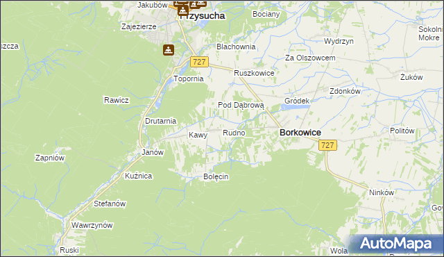 mapa Rudno gmina Borkowice, Rudno gmina Borkowice na mapie Targeo