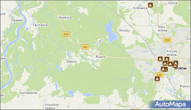 mapa Rudno gmina Wołów, Rudno gmina Wołów na mapie Targeo