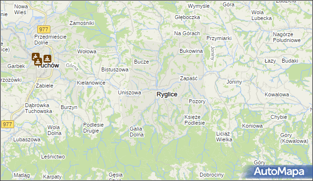 mapa Ryglice, Ryglice na mapie Targeo