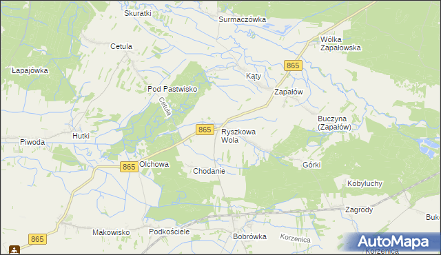 mapa Ryszkowa Wola, Ryszkowa Wola na mapie Targeo