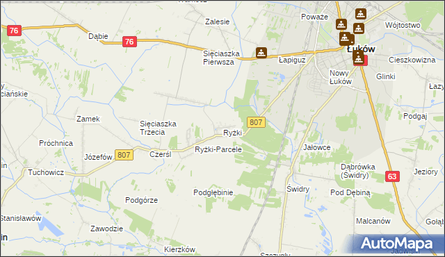 mapa Ryżki, Ryżki na mapie Targeo