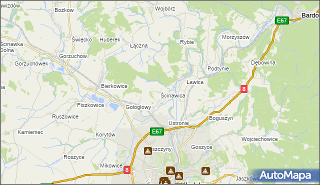 mapa Ścinawica, Ścinawica na mapie Targeo