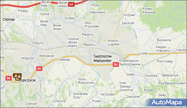 mapa Sędziszów Małopolski, Sędziszów Małopolski na mapie Targeo