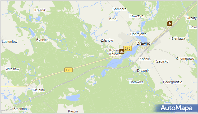 mapa Sicienko gmina Drawno, Sicienko gmina Drawno na mapie Targeo
