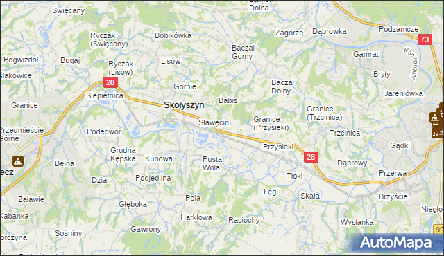 mapa Siedliska Sławęcińskie, Siedliska Sławęcińskie na mapie Targeo