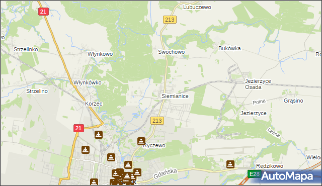 mapa Siemianice gmina Słupsk, Siemianice gmina Słupsk na mapie Targeo