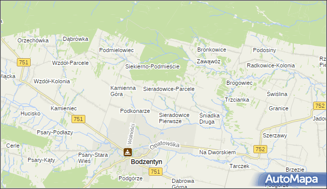 mapa Sieradowice Drugie, Sieradowice Drugie na mapie Targeo