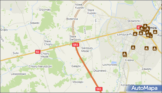 mapa Sierzputy Młode, Sierzputy Młode na mapie Targeo