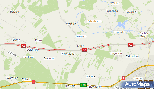 mapa Sitnik gmina Biała Podlaska, Sitnik gmina Biała Podlaska na mapie Targeo