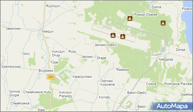 mapa Skąpe gmina Strzałkowo, Skąpe gmina Strzałkowo na mapie Targeo