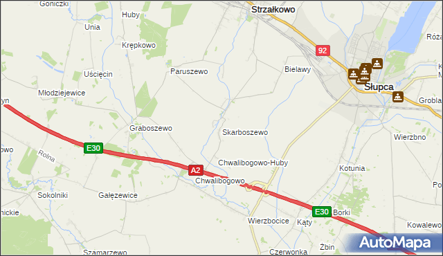 mapa Skarboszewo gmina Strzałkowo, Skarboszewo gmina Strzałkowo na mapie Targeo