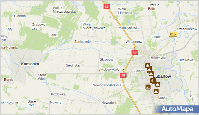 mapa Skrobów, Skrobów na mapie Targeo