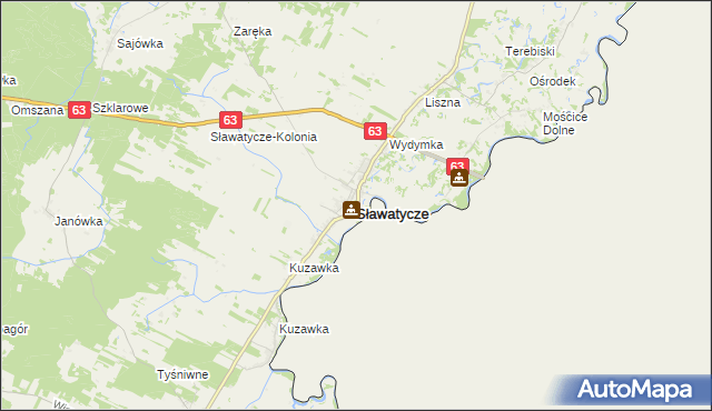 mapa Sławatycze, Sławatycze na mapie Targeo