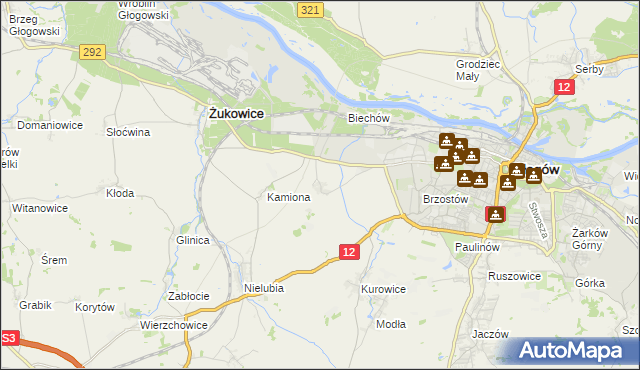 mapa Słone gmina Żukowice, Słone gmina Żukowice na mapie Targeo