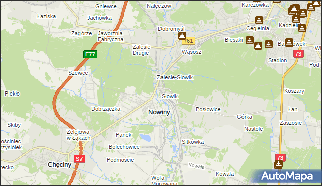 mapa Słowik gmina Sitkówka-Nowiny, Słowik gmina Sitkówka-Nowiny na mapie Targeo