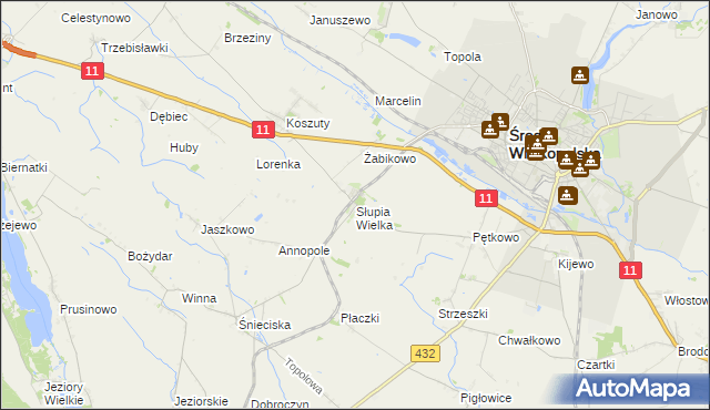 mapa Słupia Wielka, Słupia Wielka na mapie Targeo