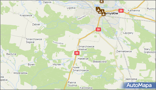 mapa Smarchowice Wielkie, Smarchowice Wielkie na mapie Targeo