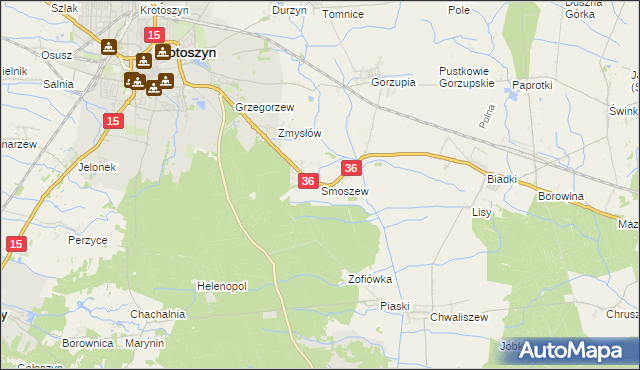 mapa Smoszew, Smoszew na mapie Targeo