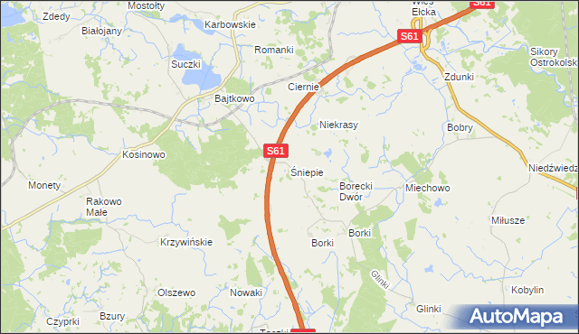 mapa Śniepie, Śniepie na mapie Targeo