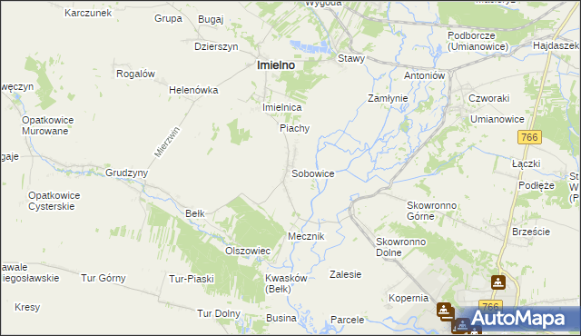 mapa Sobowice gmina Imielno, Sobowice gmina Imielno na mapie Targeo