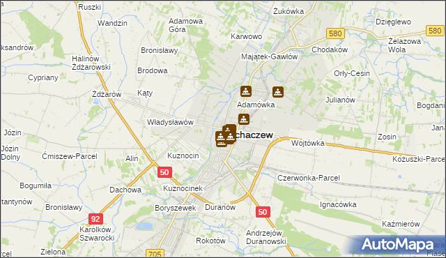 mapa Sochaczew, Sochaczew na mapie Targeo