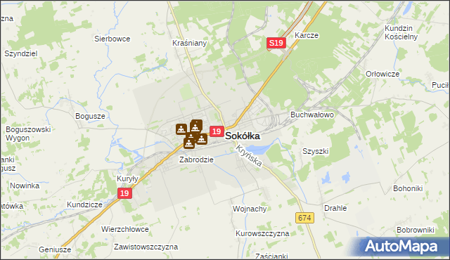 mapa Sokółka, Sokółka na mapie Targeo