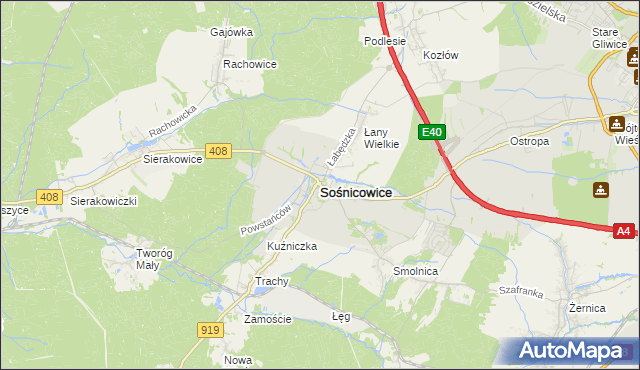 mapa Sośnicowice, Sośnicowice na mapie Targeo