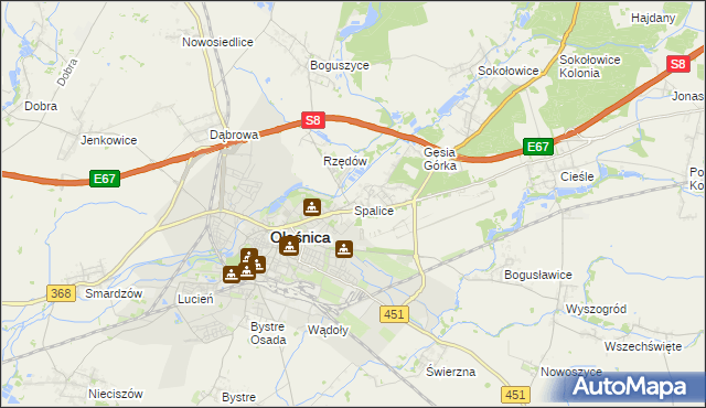 mapa Spalice, Spalice na mapie Targeo